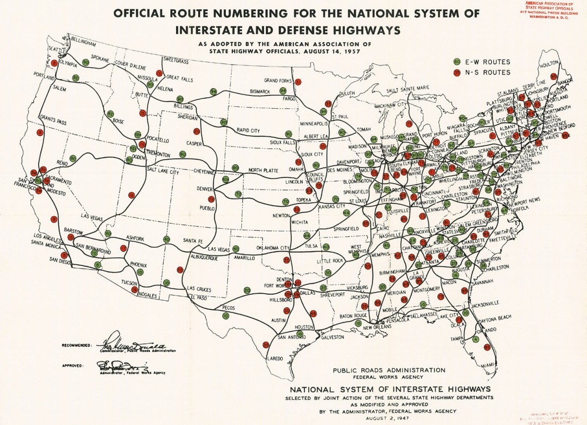 The 45,000 mile Interstate Highway Systes was a reduced part of the ...
